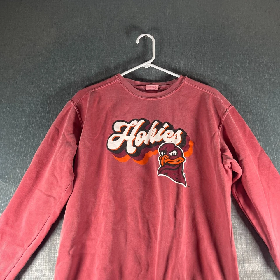 Comfort Colors Womens Sweatshirt Red Hokies Graphic Print Pullover Size M Cotton - Image 2 of 4