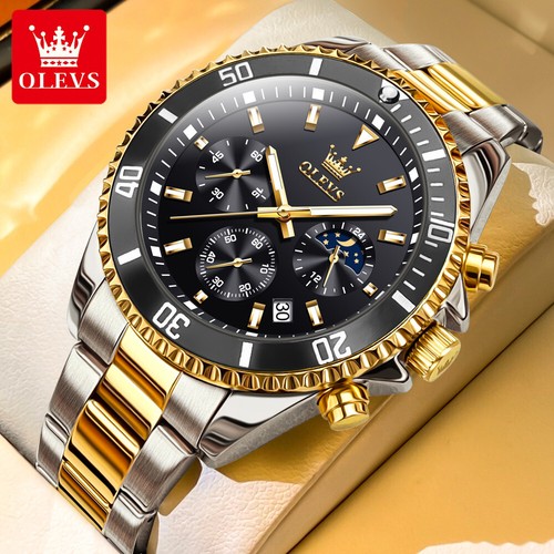 OLEVS Orologio Uomo Cronografo Calendario Acciaio Inox Impermeabile Orologi da Polso - Foto 1 di 24