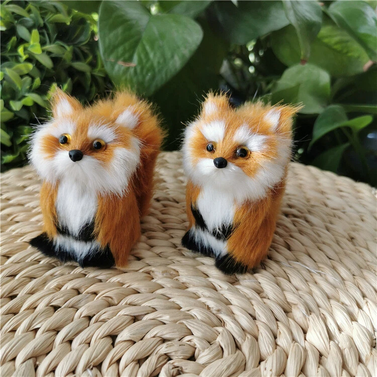 Brinquedo de pelúcia modelo animal simulado Little Fox Miniatures acessórios para casa feitos à mão - Imagem 4 de 4