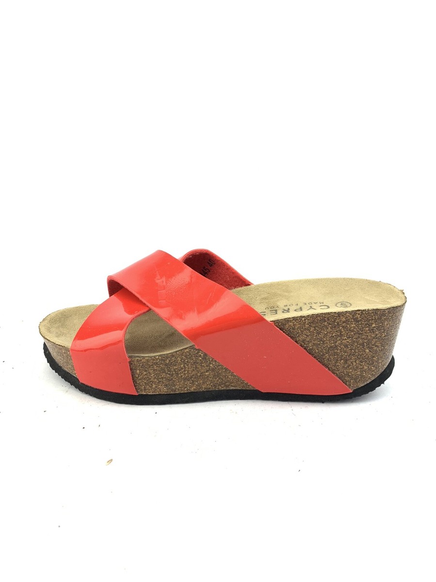 CYPRES DAMEN SANDALEN PANTOLETTEN SLIPPER 40 UK: 6,5 ROT