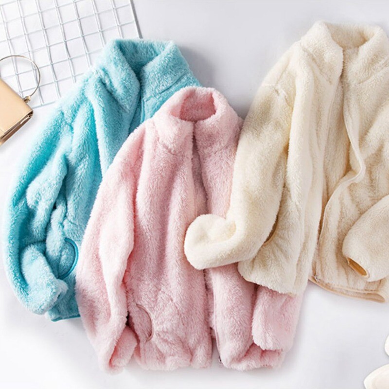 Lady Faux Fur Coat Jacket Coral Fleece Furry Fluffy Winter Warm