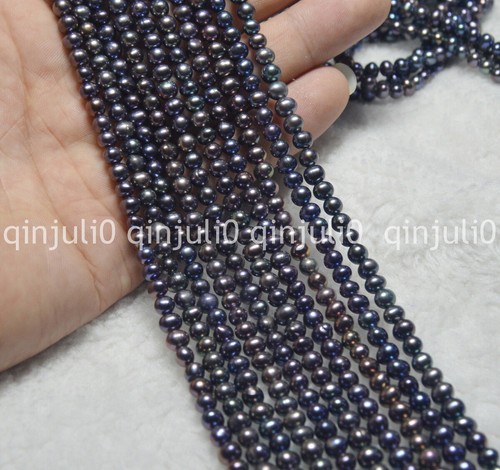 Wholesale 5-6mm Natural Black Tahitian Pearls Loose Beads 15inches Strand - Picture 3 of 9