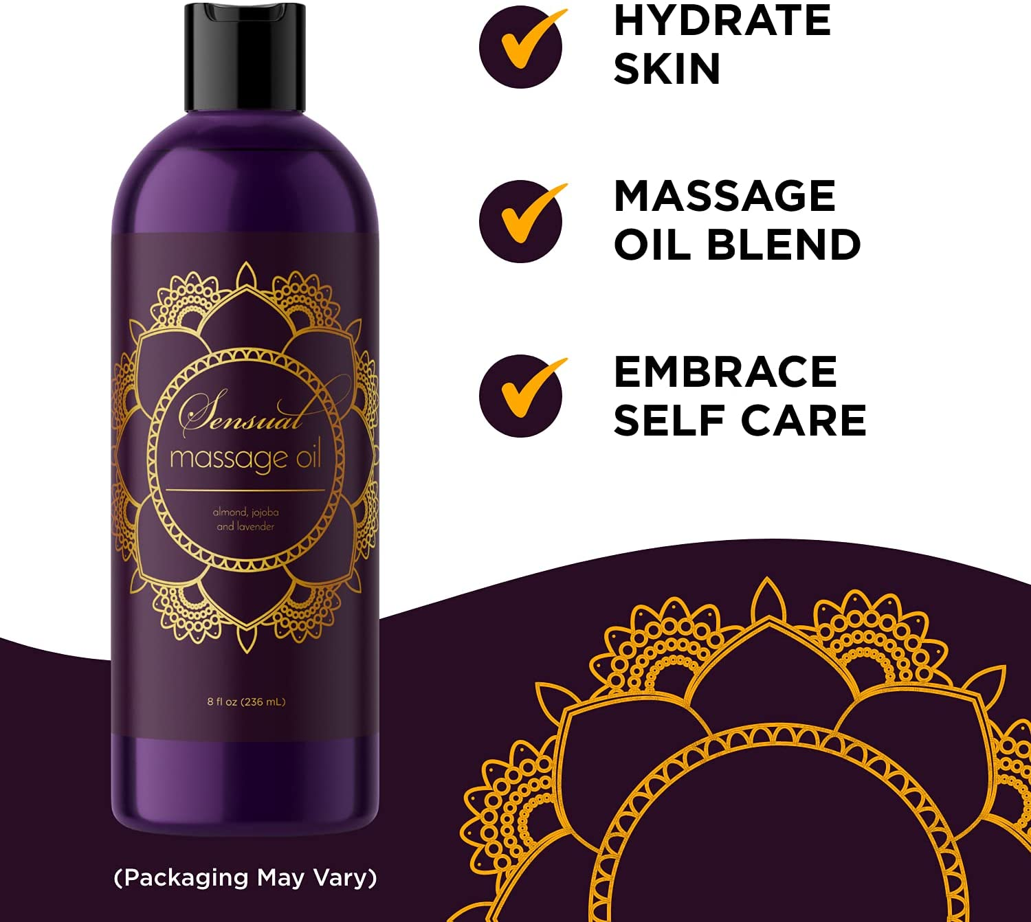 Lavender Sensual Massage Oil For Couples, Natural Aromatherapy 8 Fl Oz