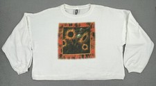 Vintage Sunflower Sweatshirt Adult M White Oversized Art To Wear Flowers USA