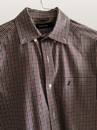 Nautica Button Down Plaid Mens Long Sleeve Shirt - Sz. Small - Picture 6 of 6