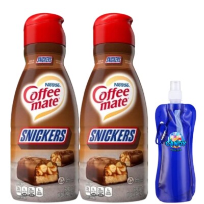 CoffeeMate Snickers Liquid Coffee Creamer 32 oz 2 packs w/ Bottle