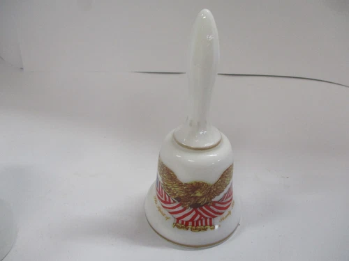 Vintage WESTMORELAND 5.25" Glass Bell Hand Painted SPIRIT OF 76 On Milk White
