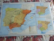  MAPA MURAL HISTORICO VICENS VIVES Nº4   AÑOS 80 TAMAÑO: 128CM X 88CM