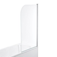 Shower Screen Over Bath Door 6mm Thick Glass 1400mm Chrome Curved Edge Panel