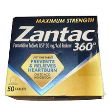 Zantac 360° Maximum Strength 50 Tablets Acid Reducer Exp 07.2026