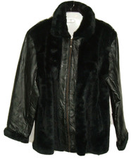 Genuine Leather Jacket Patchwork Black Navarre Italian Stone Design Sz L Womens