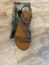 Women  s Black Rhinestone Sandals