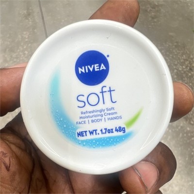 NIVEA Soft Moisturizing Cream Moisturizer for Face Body Hands 1.7 oz/48 g