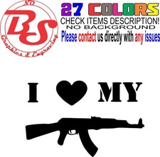 6" I HEART LOVE MY AK47 AR15 2A Arma Rifle Pistola Munición Vinilo Calcomanía Ventana noBS