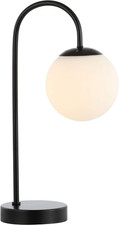 18.25" Black Glass Globe Table Lamp Minimalist Mid-Century Bedside Lamp for Bedr