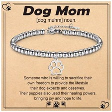 Dog Mom Gifts for Women Dog Lovers Gifts Paw Print Bracelet Christmas, Birthday,