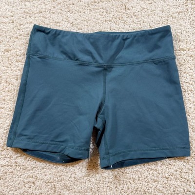 IAB MFG Womens Teal Blue Compression Workout Shorts 8 Athletic Gym Activewear