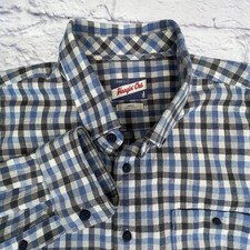 JOHNNIE-O Hangin  Out Coen Men  s Large Button Down Shirt Malibu Blue Gray Plaid
