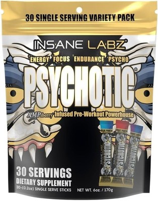 Psychotic Gold Hardcore Extreme Pre-Workout  Energy Focus Pumps 35 Servings