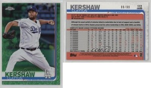 2019 Topps Chrome Green Refractor /99 Clayton Kershaw (Pitching) #112
