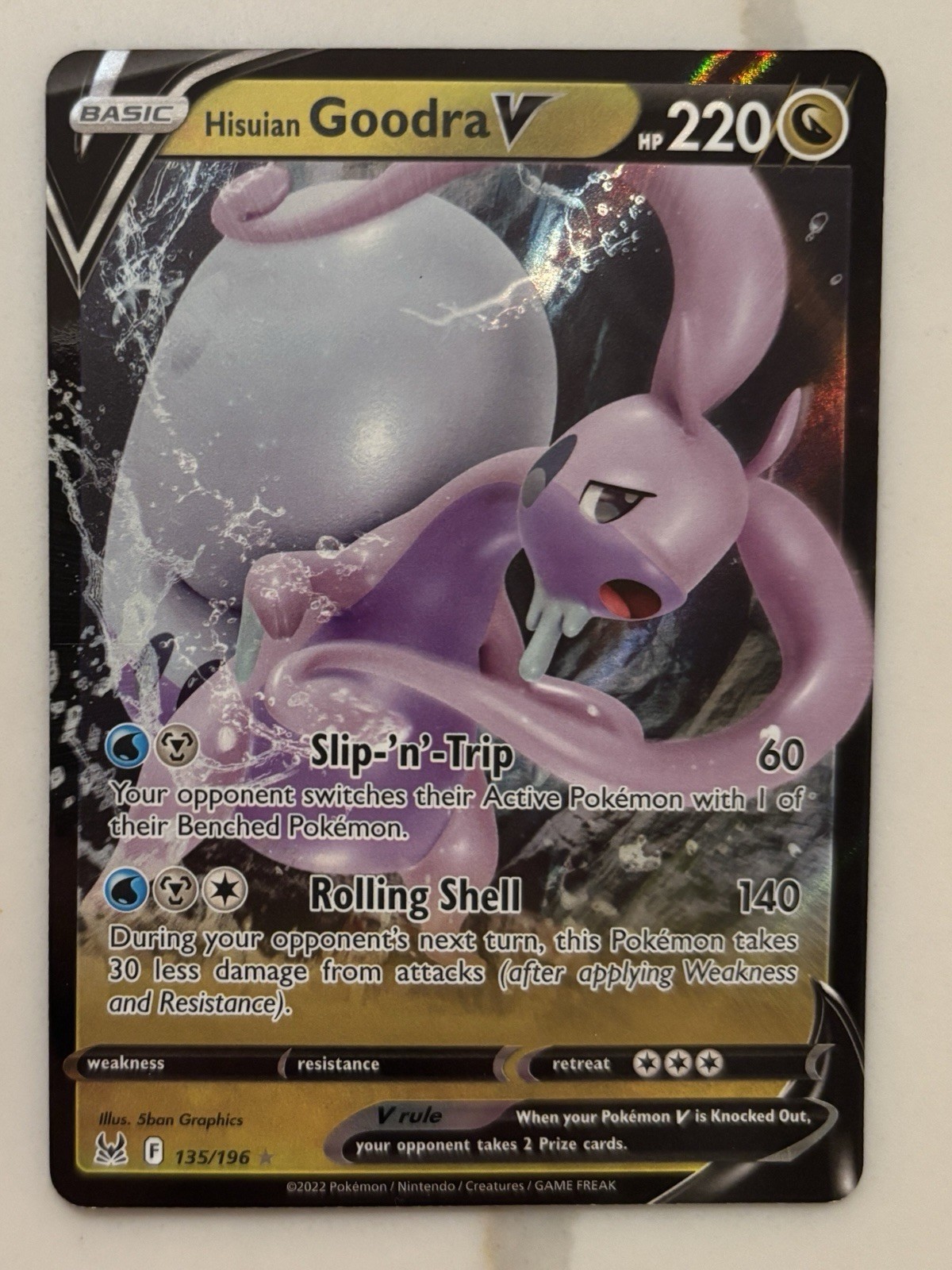 Hisuian Goodra V 135/196 Swsh11: Lost Origin Holo NEAR MINT