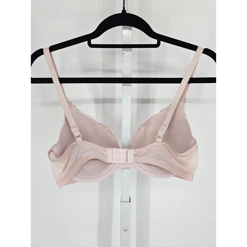 Sutiã feminino DKNY tamanho 34D acolchoado push up sexy renda rosa claro - Imagem 3 de 4