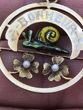Collier Vintage Or Avec Pampilles Et Perles En émail Cloisonné - Bijou Ancien Modèle 5207