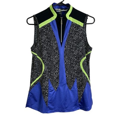 Jamie Sadock Top Womens Small Purple Sleeveless 1/4 Zip Shirt Golf Stretch 