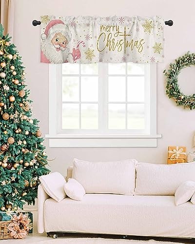 Christmas Valance for Windows Curtains 54"W x 18"L (Pack of 1) Santa Claus