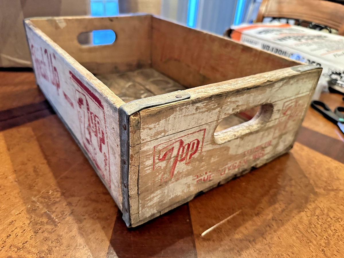 Vintage 7 Up Wooden Soda Bottle Crate “Fresh Up With 7up” - MCM