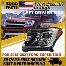 Left Driver Side Halogen Headlight Lamp For 2018-2021 Ford Expedition JL1Z13008J