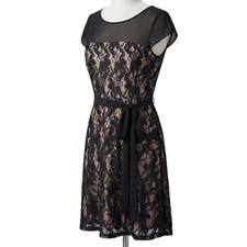 Julian Taylor New York Romantic Goth Black Floral Lace Sheer Cocktail Dress 16