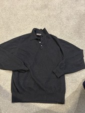 Kirkland Signature Sweater Mens XL Black 100 Cashmere Henley Collar Polo L