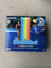 Pool Candy Illuminated 74" Rainbow Light Up Deluxe Pool Raft Float