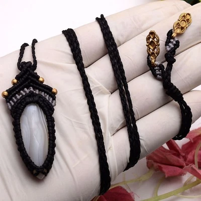 Handgefertigt Natürlich Onyx Boho Makramee Schöner Anhänger Heilung Kristall - Bild 1 von 4