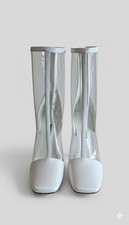 Nine West Women's Mid-Calf Back-Zip Dress Heels See-Through Size 9