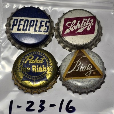 Lot of 4 Beer Bottle Cap some Cork (1-23-16)