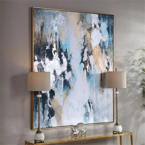 Uttermost Stormy Coastal Canvas and Wood Seas Hand Painted Canvas in Blue - Picture 5 of 9