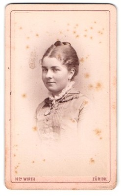 Photograph H. Wirth, Zurich, Centralhof 16, portrait young woman in dress with Ha 