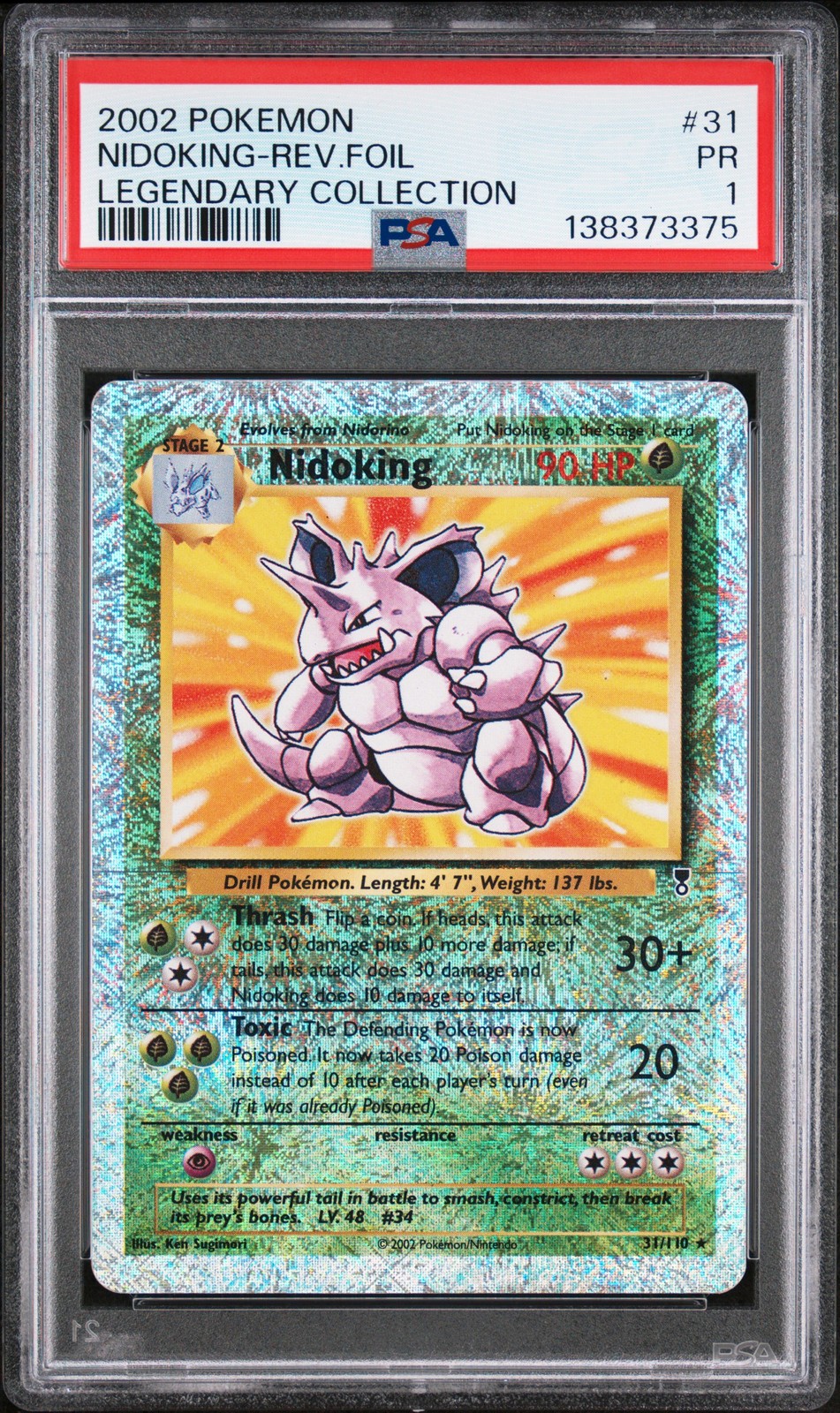 2002 POKEMON LEGENDARY COLLECTION #31 NIDOKING-REVERSE FOIL PSA 1