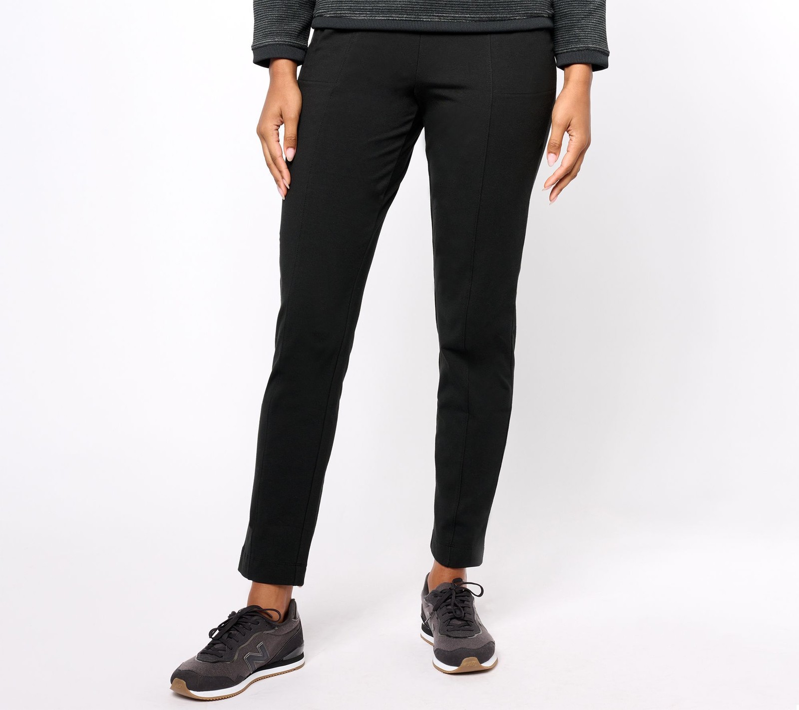 Denim & Co. Women's Pants Sz M Duo Any Day Slim Straight Pant Black A624953