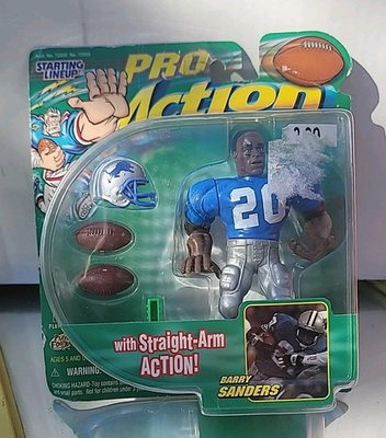 #ad #ad NFL Starting Lineup SLU Pro Action Barry Sanders Figure Lions 1999 Hasbro $19.95