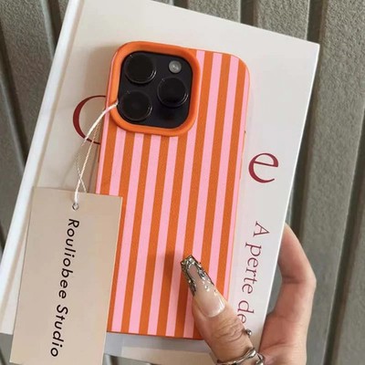 Bunt gestreifte minimalistische INS Paar Handyhülle für iPhone 17 16 11 13 12 14 1
