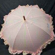 Vintage Rare Pink Ruffled Umbrella Nordic Ship