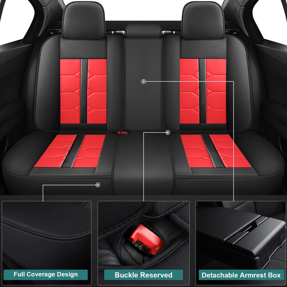 For Acura Integra MDX TLX Car Seat Covers Full Set Front+Rear Luxury PU Leather Foto 4 de 4