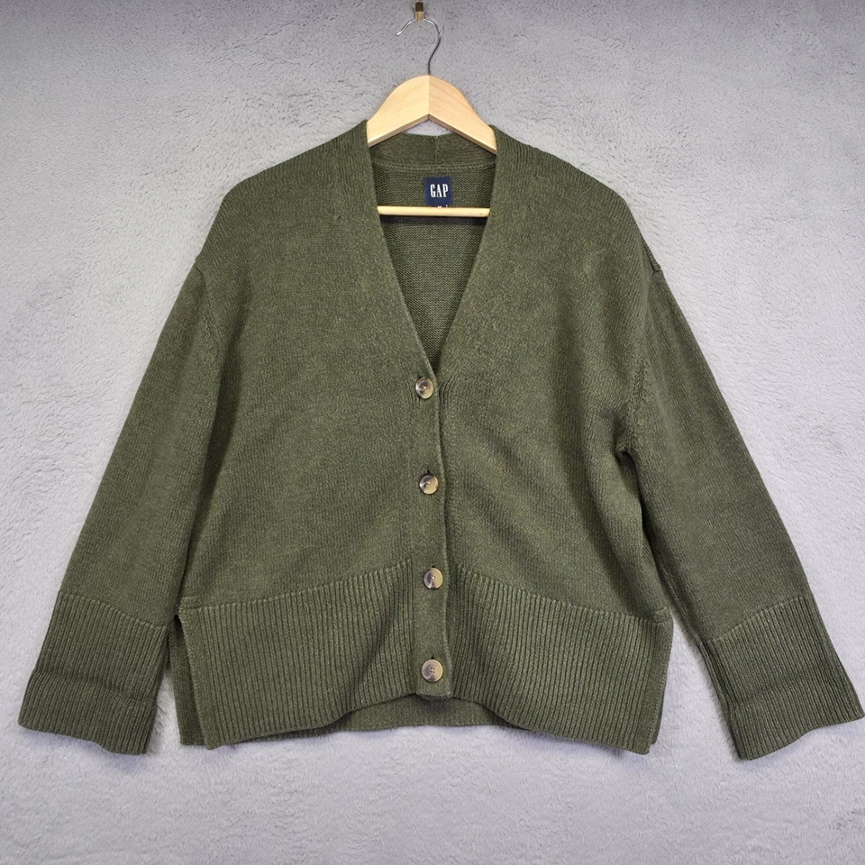 Cárdigan Gap para mujer M verde de gran tamaño holgado abertura lateral preppy suéter de dinero antiguo Foto 2 de 4