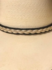 Horsehair 1/2" Hat Band with French Braid Insert Double Tassel