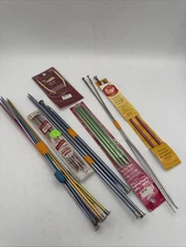 MIXED LOT OF VINTAGE KNITTING & CROCHET NEEDLES HOOKS & MISC SUPPLIES BATES BOYE