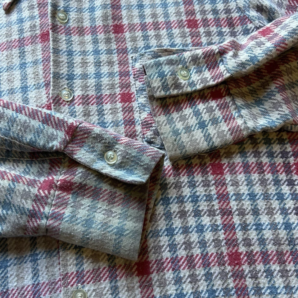Vintage 1960s Sears Put On Shop Printed Cotton Blend Plaid Shirt Boys Sz 16 - Image 3 of 4