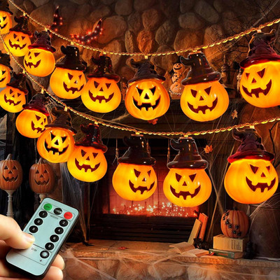 Battery Operated Pumpkin Lights for Halloween Decorations Indoor, Jack-O-Lantern